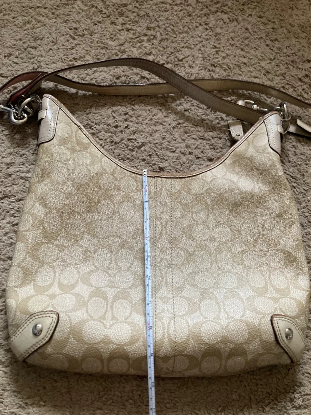 Coach Hobo Shoulder/Crossbody bag, Pink/White stripe